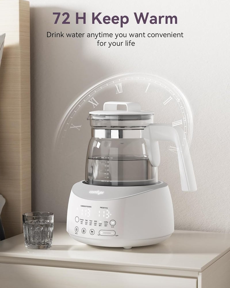 Comfyer Bottle Warmer , Baby Bottle Warmer with Night Light and Faster Cooling Fan, Instantly Water Warmer, Tea Kettle Electric with 6 Temperature Control Presets, Feed Baby More Easier and Healthier - Image 5